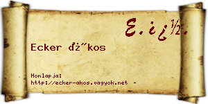 Ecker Ákos névjegykártya