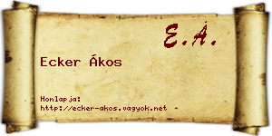 Ecker Ákos névjegykártya